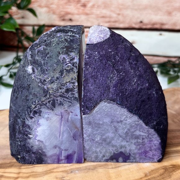 Purple Agate Crystal Bookend Pair - Geode Bookend - Boho Home Decor - Picture 5 of 12